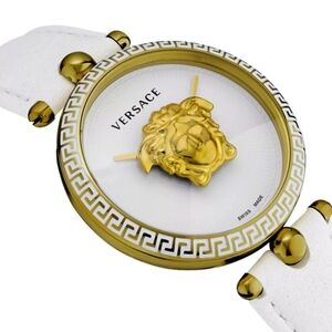 NWT White Versace Palazzo Empire Watch, 39mm. White Gold